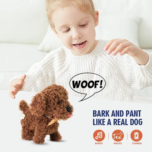 Interactive Labradoodle Robot Dog Plush Toy Walking Barking Puppy Gift Toddlers - Picture 6 of 8